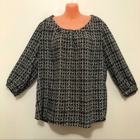 Banana Republic Navy Print Blouse - Picture 1 of 9